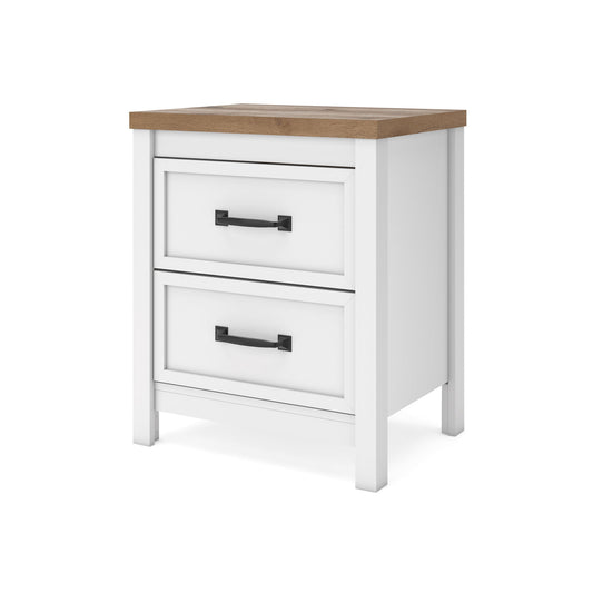 Kerisden - Two Drawer Night Stand - White / Brown