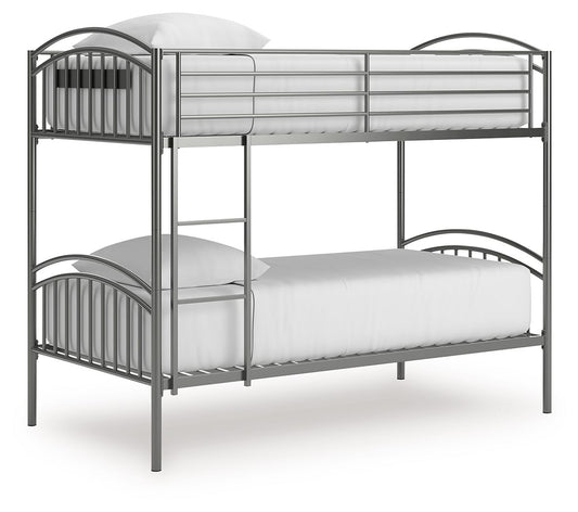Lanceburg - 3 Pc. - Twin Over Twin Bunk Bed And 2 Mattresses - Gray