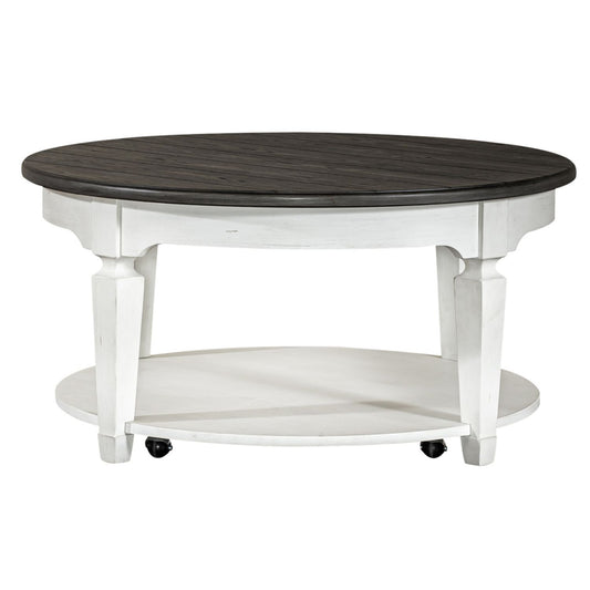 Allyson Park - 3 Piece Living Room Set (Round Cocktail Table) - White
