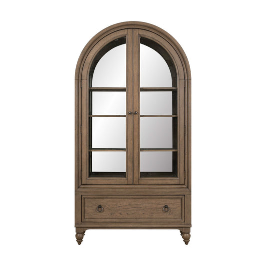 Americana Farmhouse - Arched Display Cabinet - Dusty Taupe
