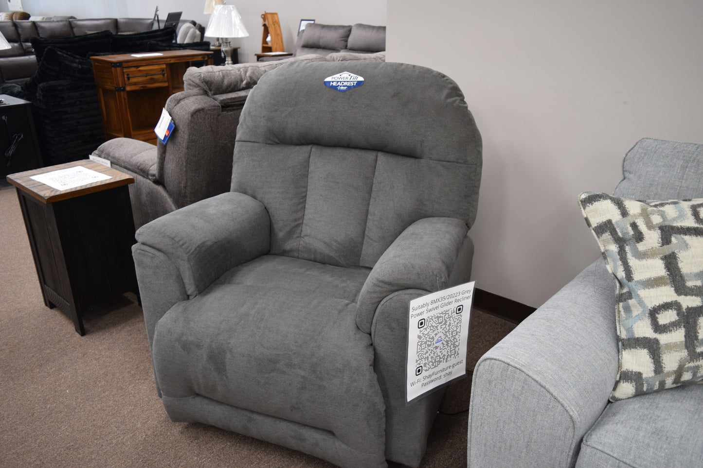 Suitably 8MX35/20223 Grey Power Swivel Glider Recliner