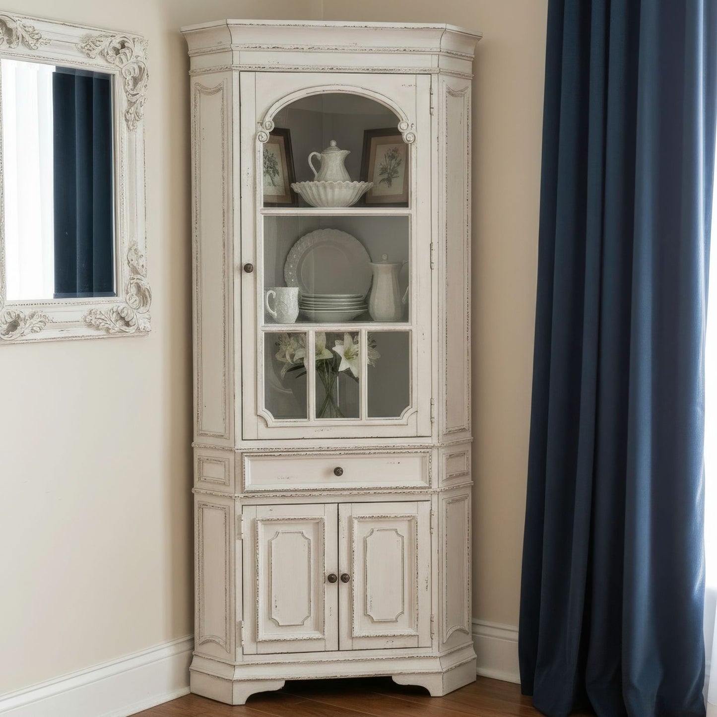 Magnolia Manor - Corner Cabinet - White