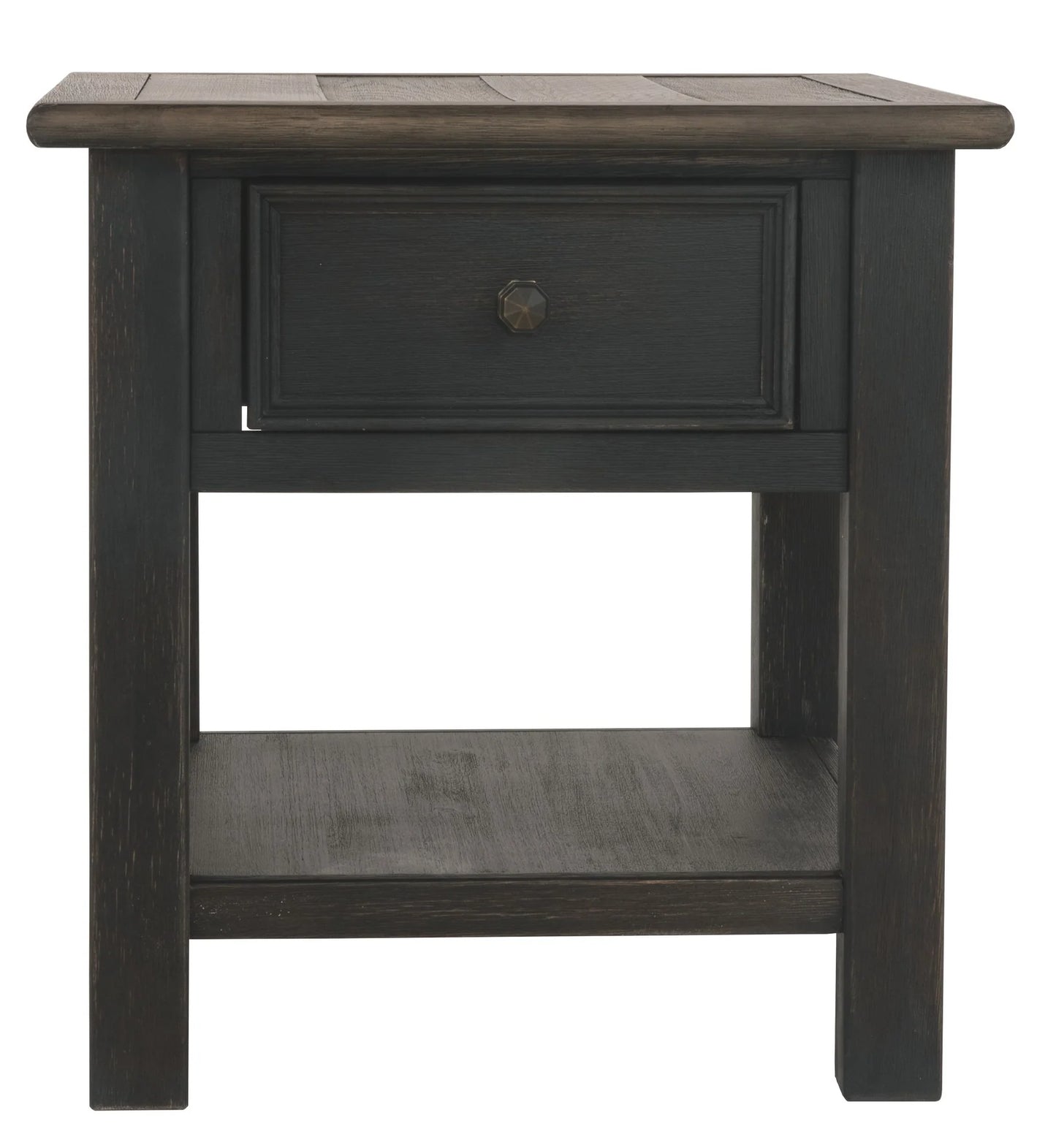 Tyler Grayish Brown / Black Rectangular End Table