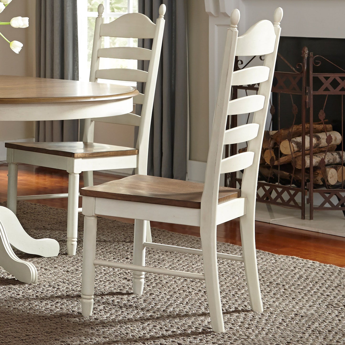 Springfield - Ladder Back Side Chair - Honey & Cream