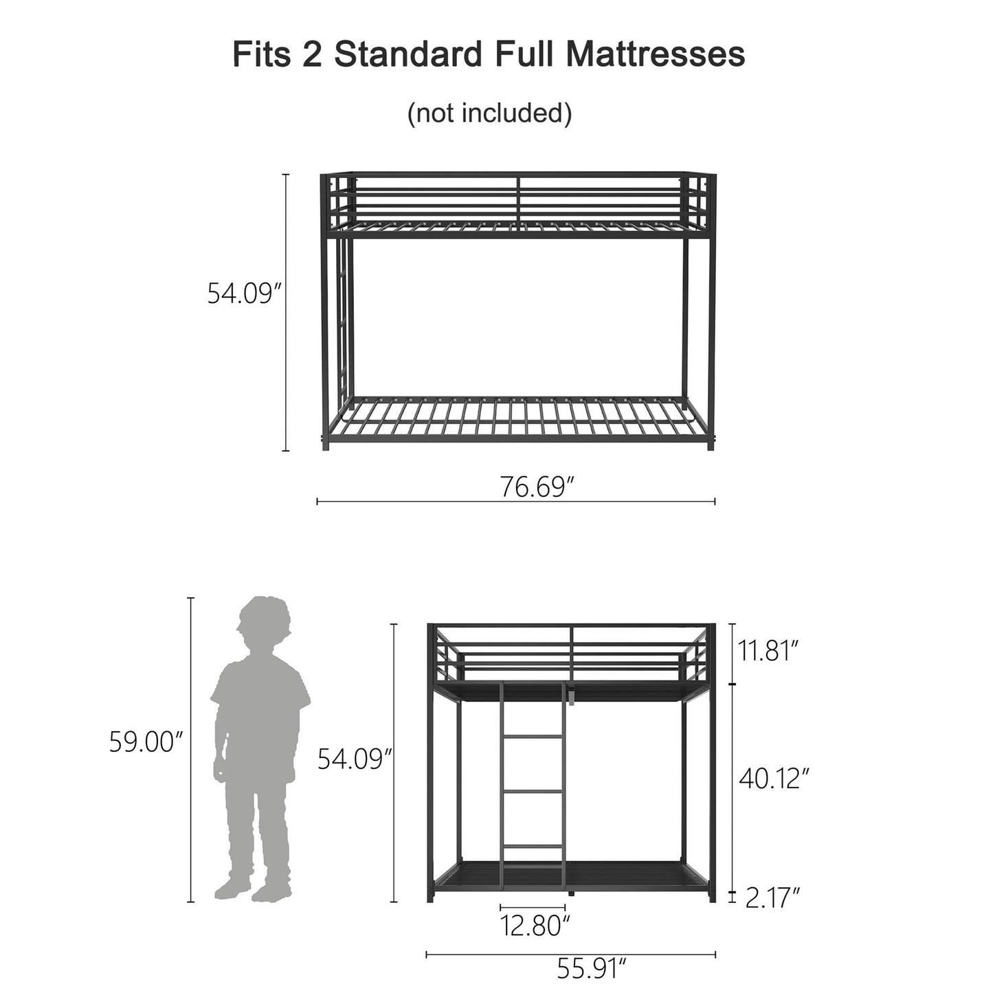 Adam - Full Over Full Bunk Bed - Black