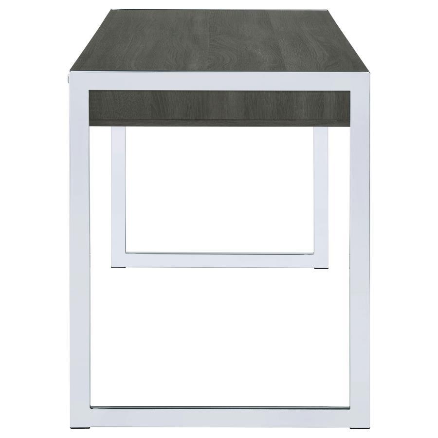 Wallice - 2-Drawer Writing Desk - Weathered Gray And Chrome
