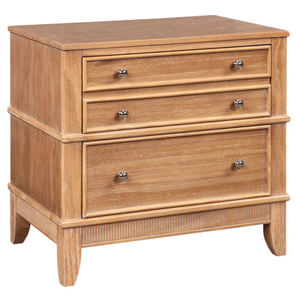 Hazel - 3 Drawer Side Table For Living Room, Hallway, Entryway (Set of 2) - Natural