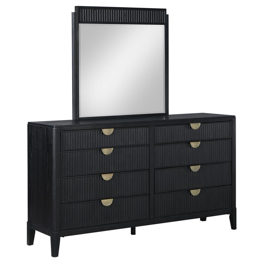 Brookmead - 8-drawer Bedroom Dresser With Mirror - Black