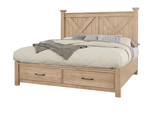 Cool Rustic - X Bed With Footboard Storage - Clear Maple