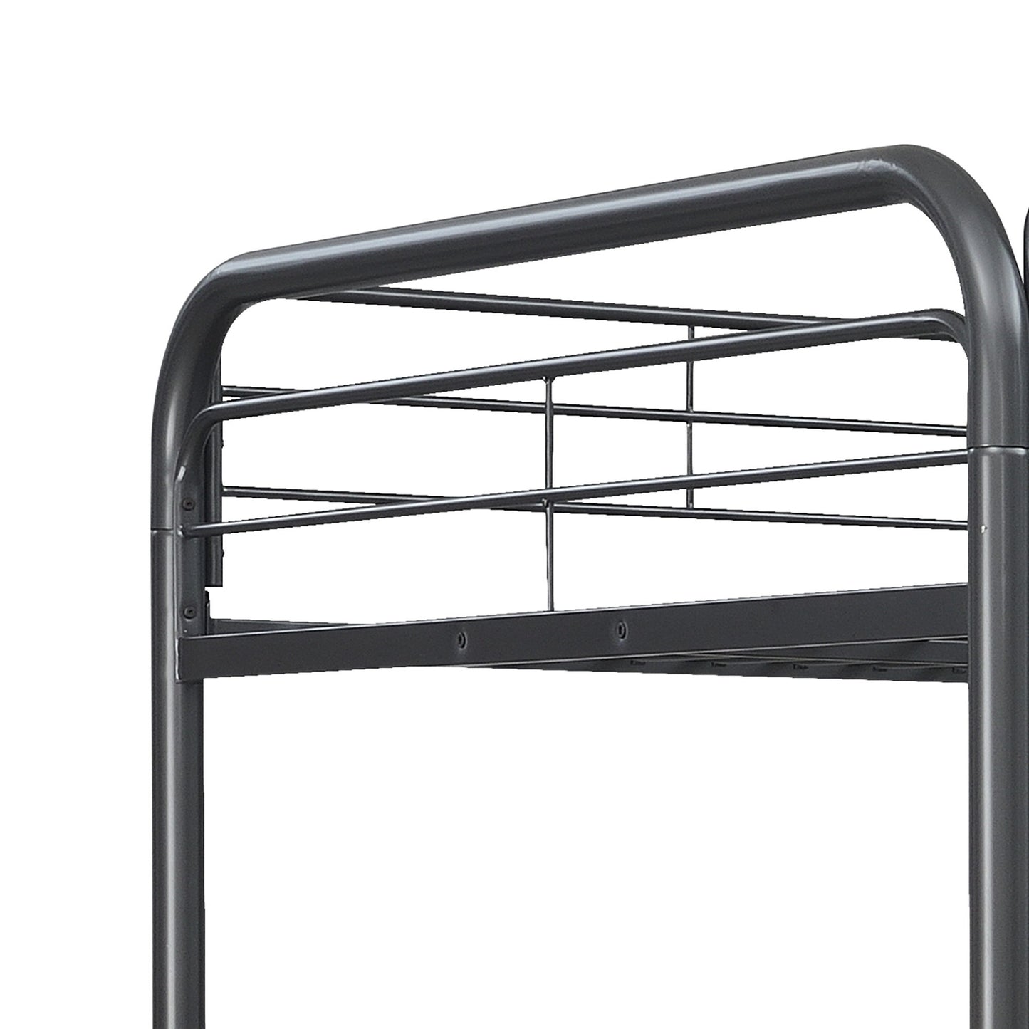 Triple Bunk Bed, Full Size With Sturdy Metal Frame And Safe Stairs - Black