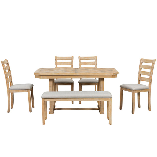 6 Piece Dining Table Set With Ergonomic Seating