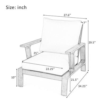 Outdoor Accent Lounge Chair For Patios - Teak / White