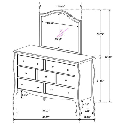 Dominique - 7-drawer Dresser With Mirror - Cream White