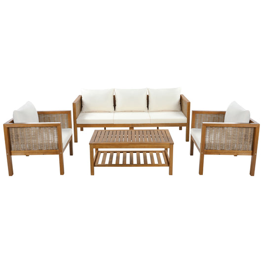 Patio Set Outdoor With Coffee Table And Cushions