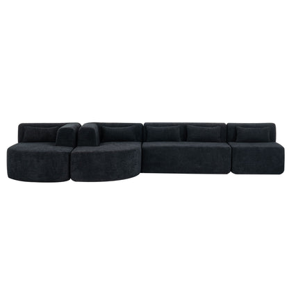 Upholstered Sofa Free Combined Sofa Couch With 2 Chaise Lounge And Five Back Pillows For Living Room