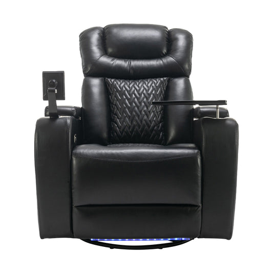 270 Degree Swivel Power Recliner With Tray Table, Phone Holder, Cup Holder, USB Port