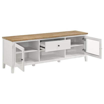 Hollis - 2 Door Wood TV Stand With Drawer - Brown And White