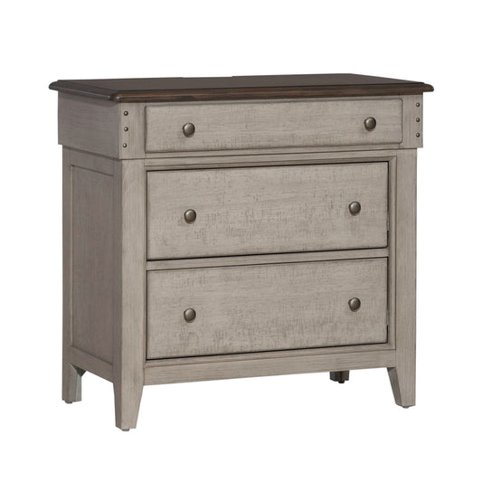 Ivy Hollow - 3 Drawer Bedside Chest With Charging Station - White