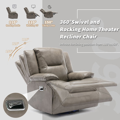 3 Seater Home Theater Recliner Manual Recliner Chair With A LED Light Strip Two Built-In Cup Holders For Living Room