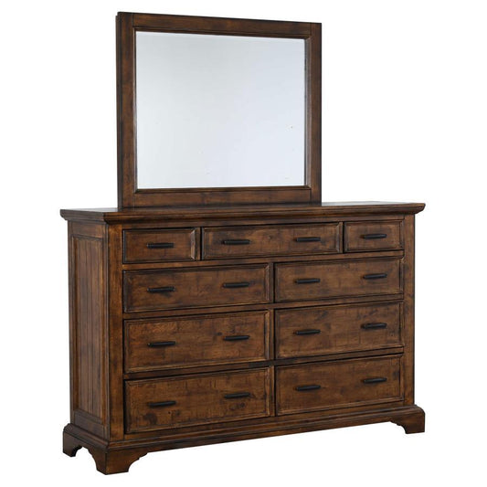 Elk Grove - 9-drawer Dresser With Mirror With Jewelry Tray - Vintage Bourbon