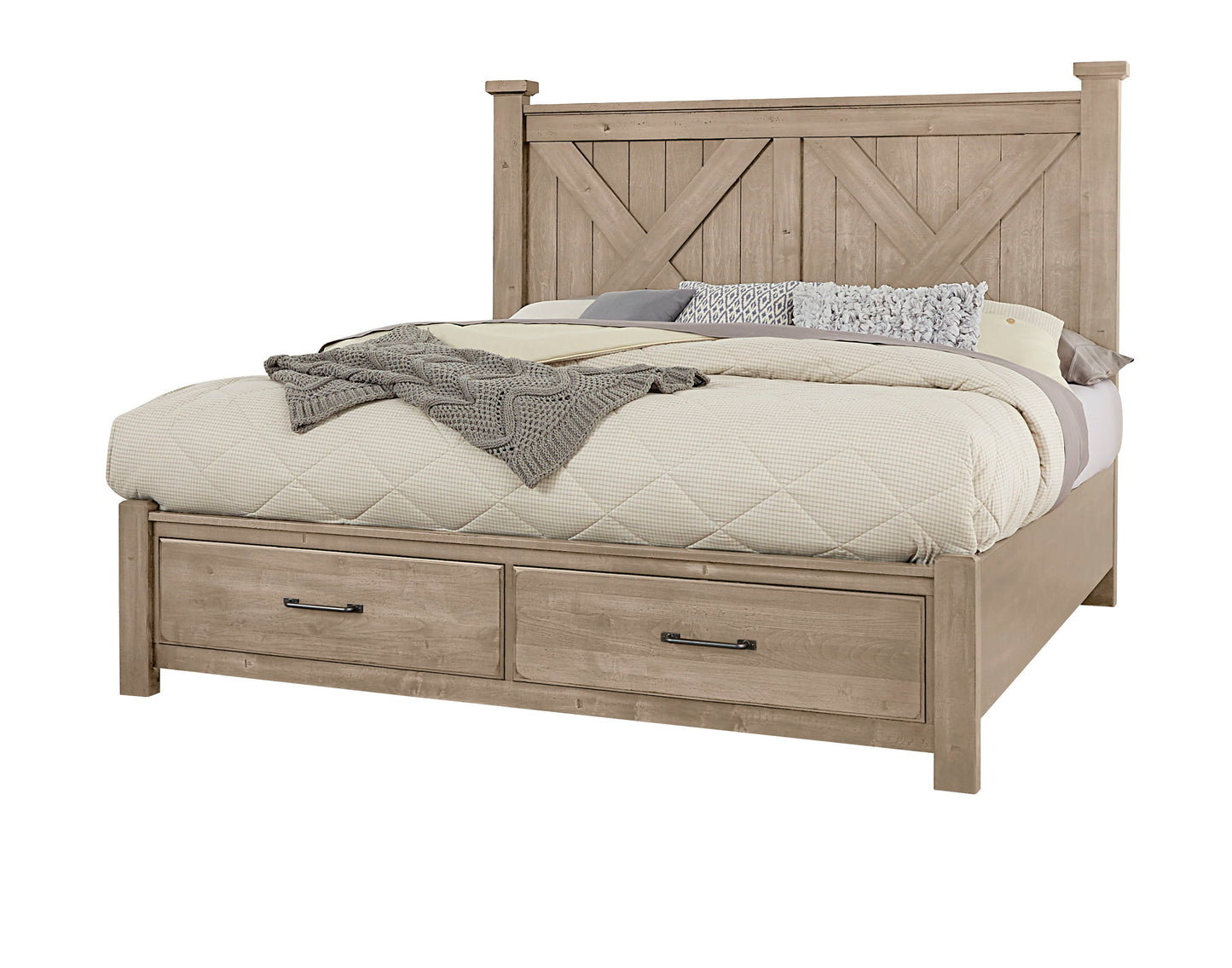 Cool Rustic - Queen X Bed With Footboard Storage - Clear Maple