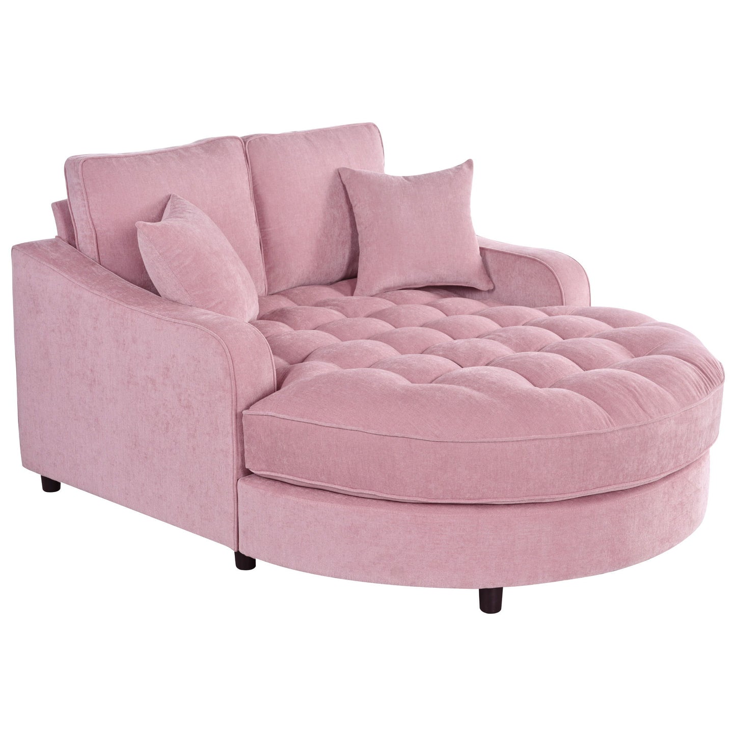 Modern Chaise Lounge Upholstered Sofa Couch With Tufted Seat And Detachable Pillows For Living Room