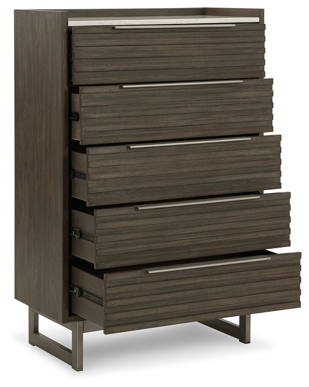 Arkenton - Five Drawer Chest - Grayish Brown / White