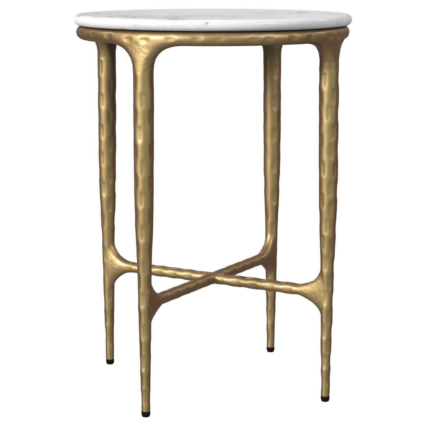 Baldwin - Round Marble Top Side Table - White And Gold