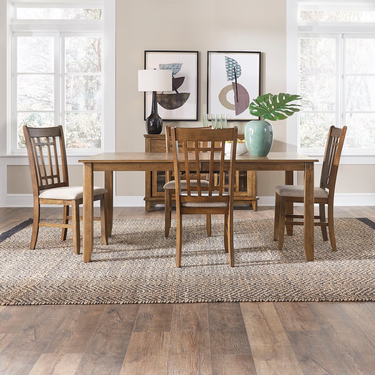 Santa Rosa II - Light Brown Rectangular Table Set