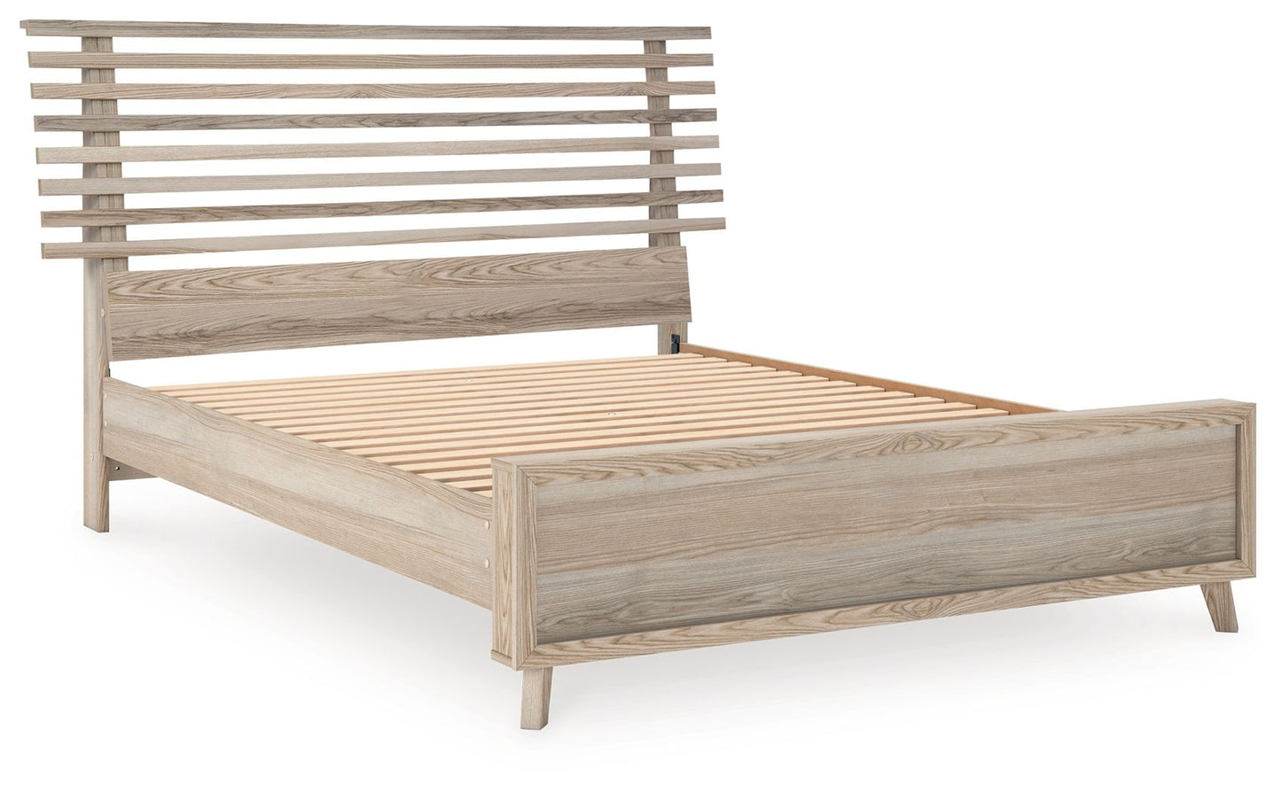 Hasbrick - Tan - Queen Slat Panel Bed With Framed Panel Footboard