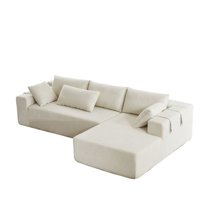 Modern Chenille Upholstered Sectional Sofa Couch Set With 6 Pillows,Free Combination