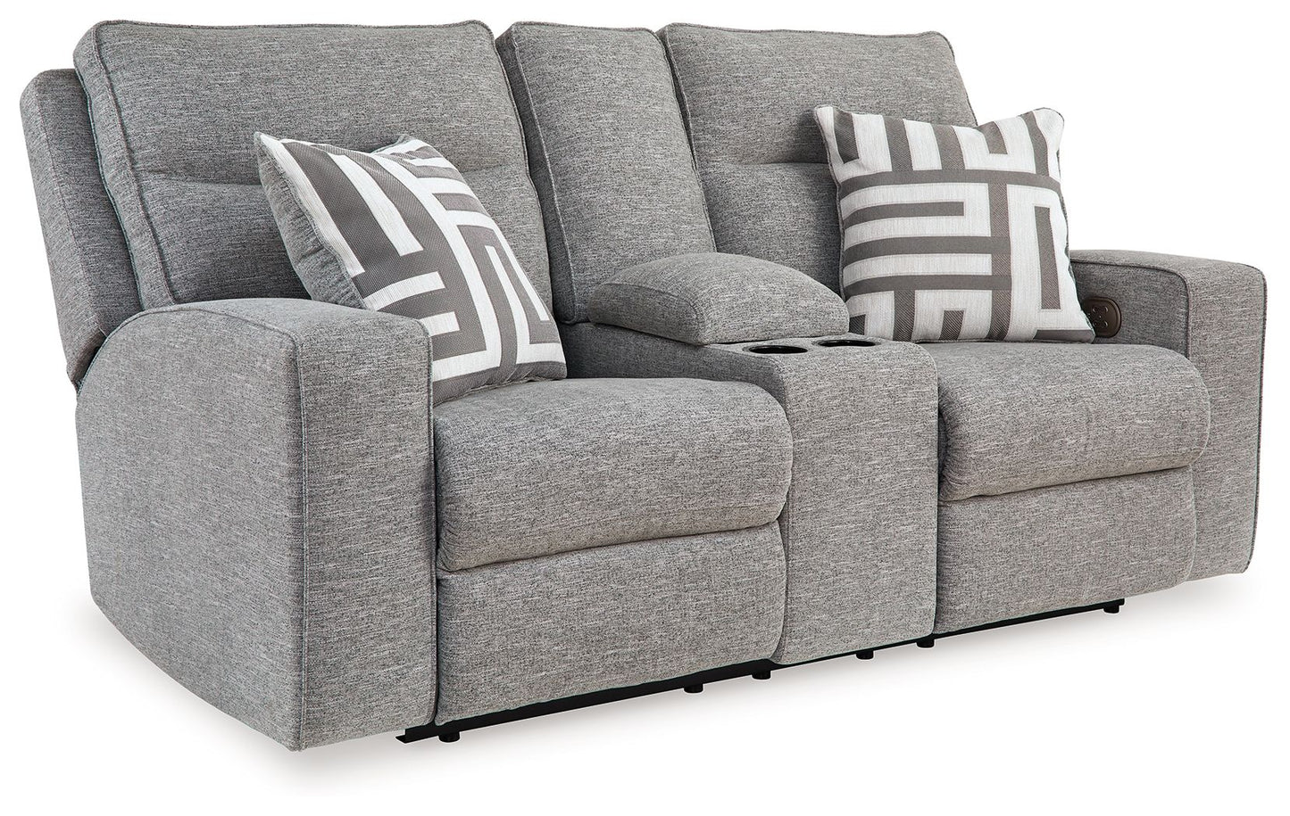 Biscoe - Pewter - Power Reclining Sofa & Loveseat With Adj Headrest