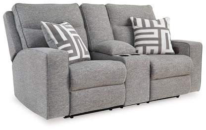 Biscoe - Pewter - Power Reclining Sofa & Loveseat With Adj Headrest