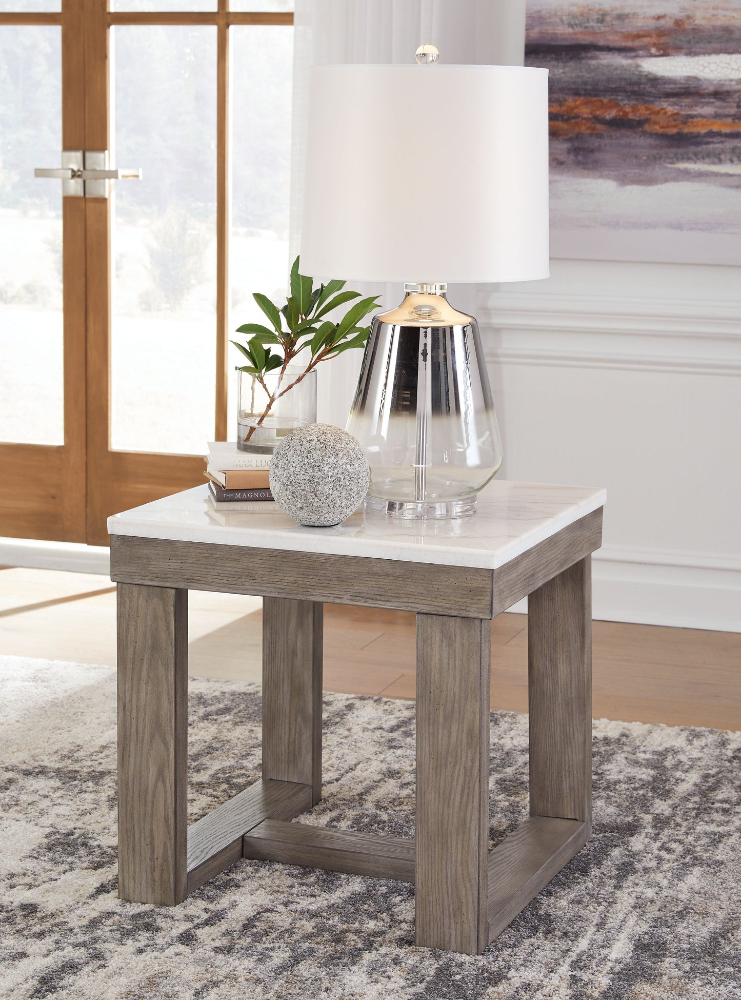Loyaska - Square End Table - Brown / Ivory