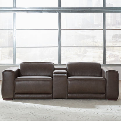 Deacon - 3 Piece Loveseat With Console - Boston Charcoal Leather