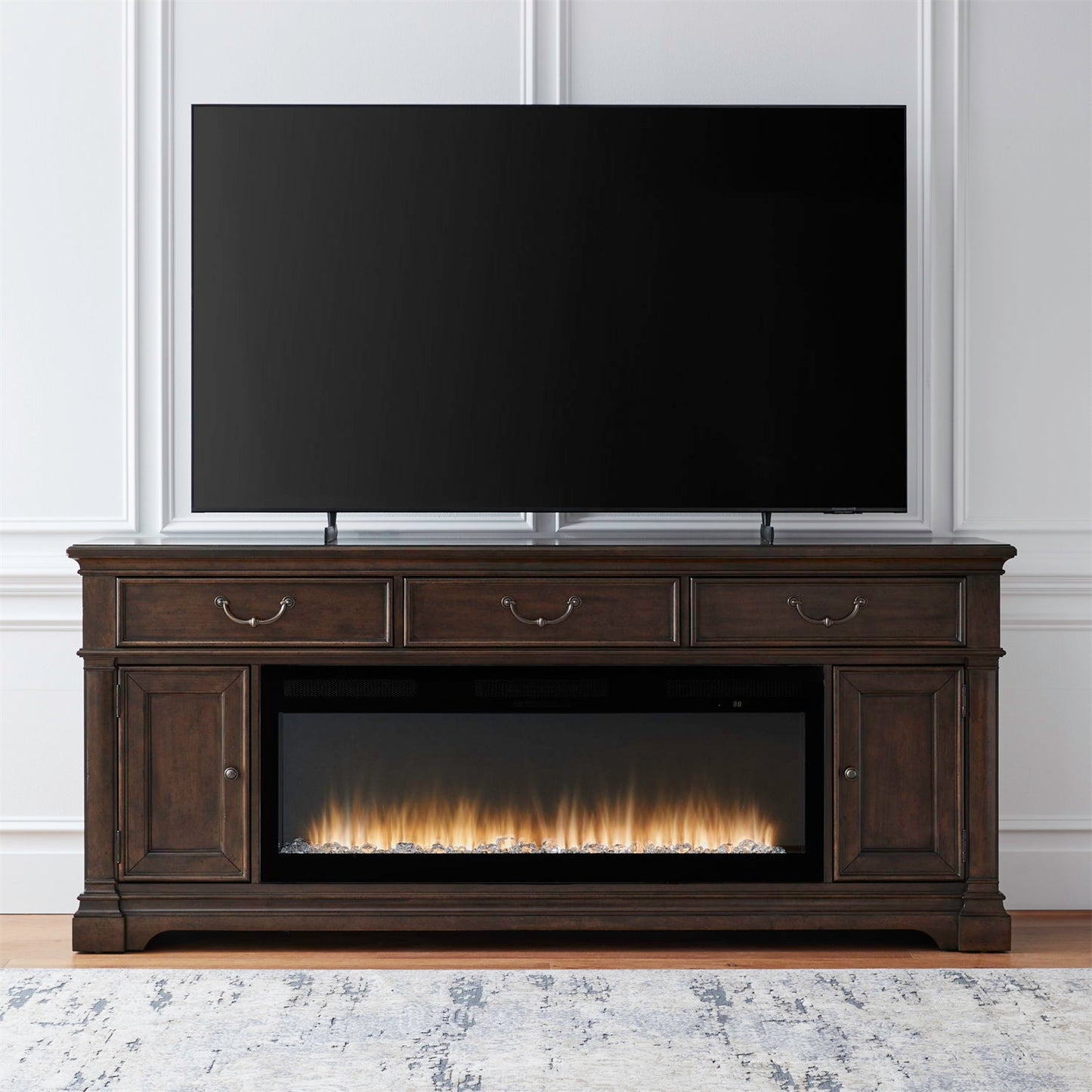 Fireplace TV Consoles - 512 84" Console With Fire FTS - Brown