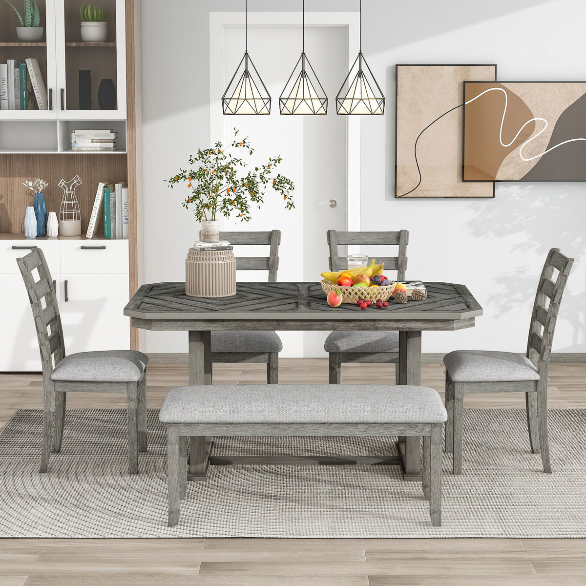 6 Piece Dining Table Set With Ergonomic Seating