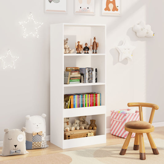 Bookshelf 4 Tier Wall Mounted Bookcase Organizer, Storage Cabinet For Bedroom - White