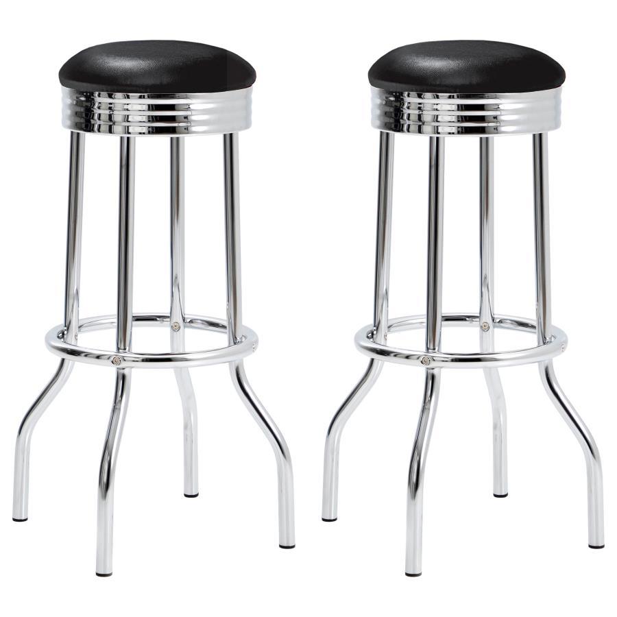 Retro - Upholstered Metal Swivel Bar Stool (Set of 2)