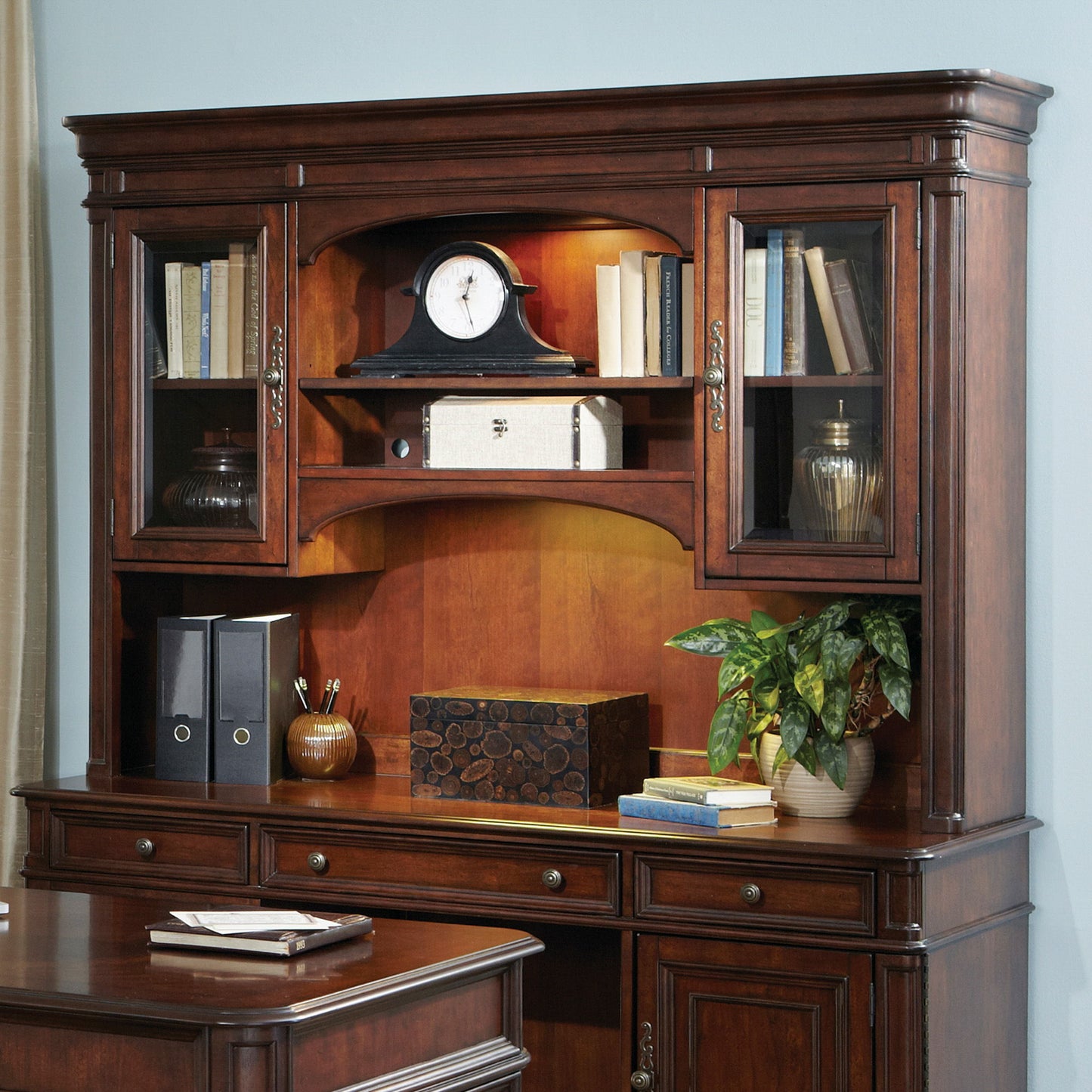 Brayton Manor - Jr Executive Credenza Hutch - Dark Brown