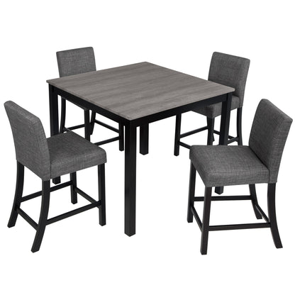 5 Piece Counter Height Table Set, Square Table And 4 Upholstered Chairs