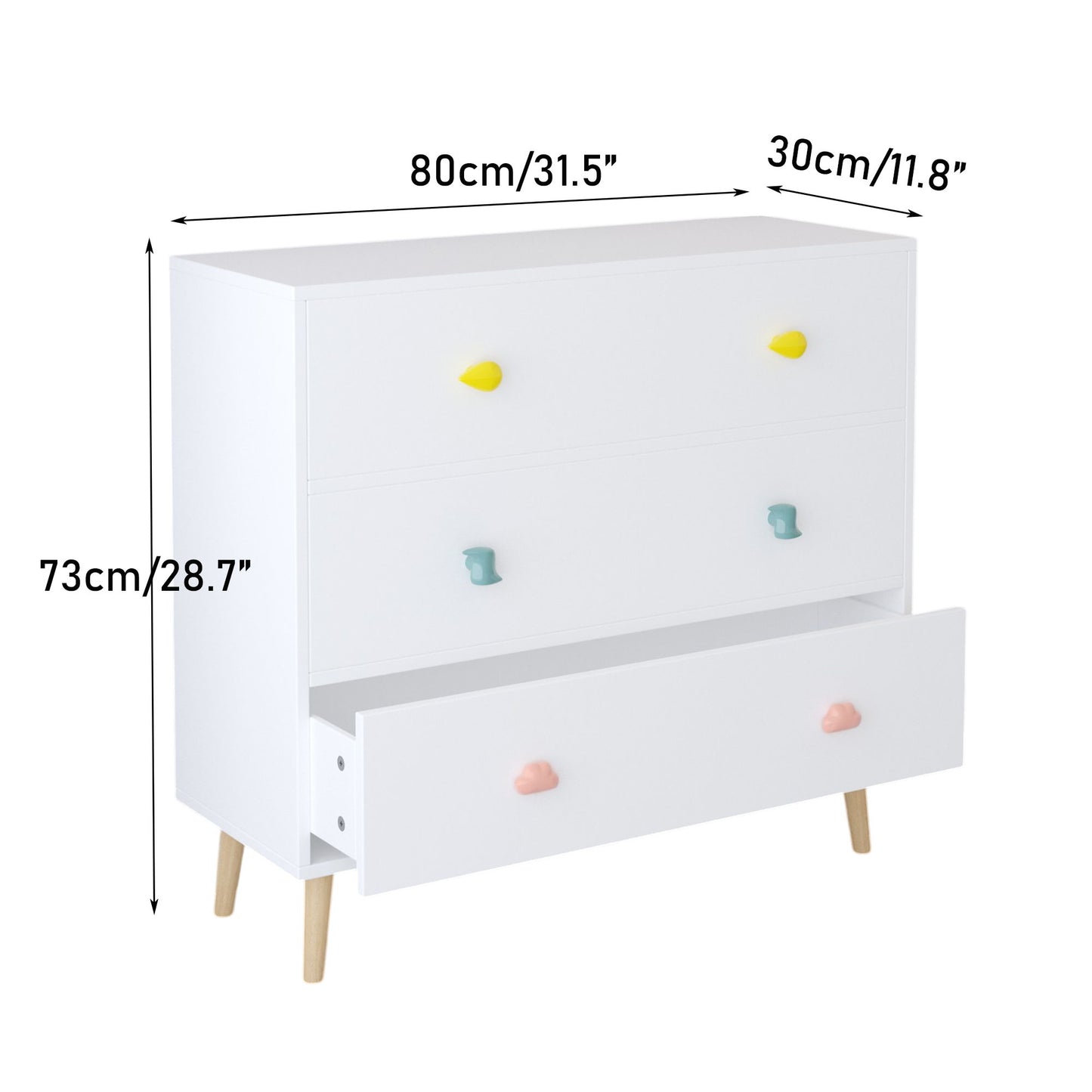 3 Drawer Dresser, Storage Cabinet With Anti Tip Safety