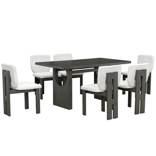 Dining Table Set For 6 With Upholstered Chairs