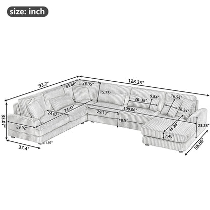U - Sectional Sofa With Chaise Lounge, Oversized Living Room Couch