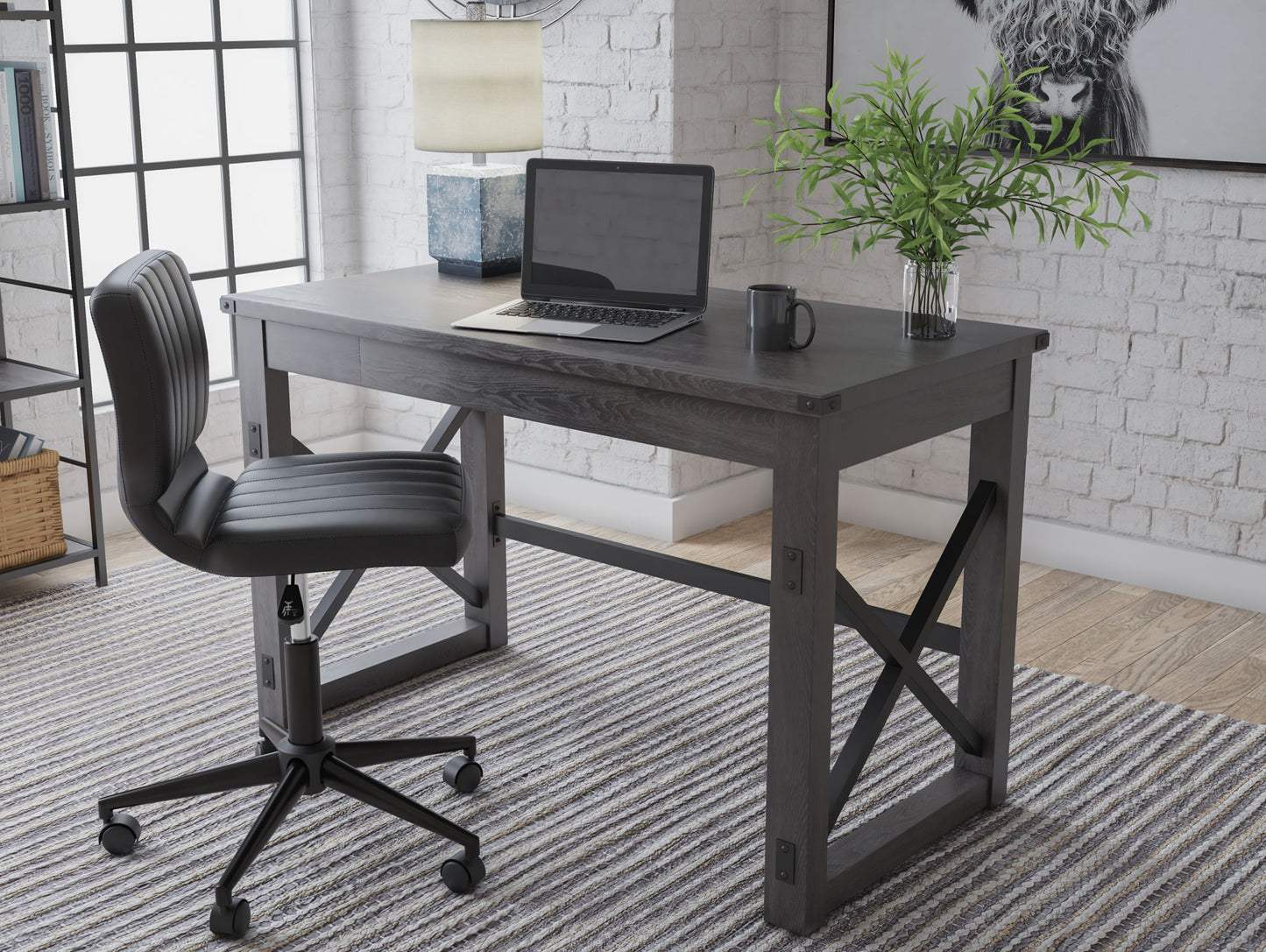 Freedan - Home Office Desk - Grayish Brown