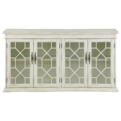 Kiara - 4-Door Wood Lattice Storage Accent Cabinet