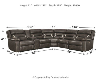 Kincord - Midnight - 5 Pc. - Left Arm Facing Power Sofa With Console 4 Pc Sectional, Rocker Recliner