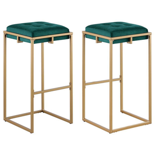 Nadia - Upholstered Backless Bar Stool (Set of 2) - Hunter Green