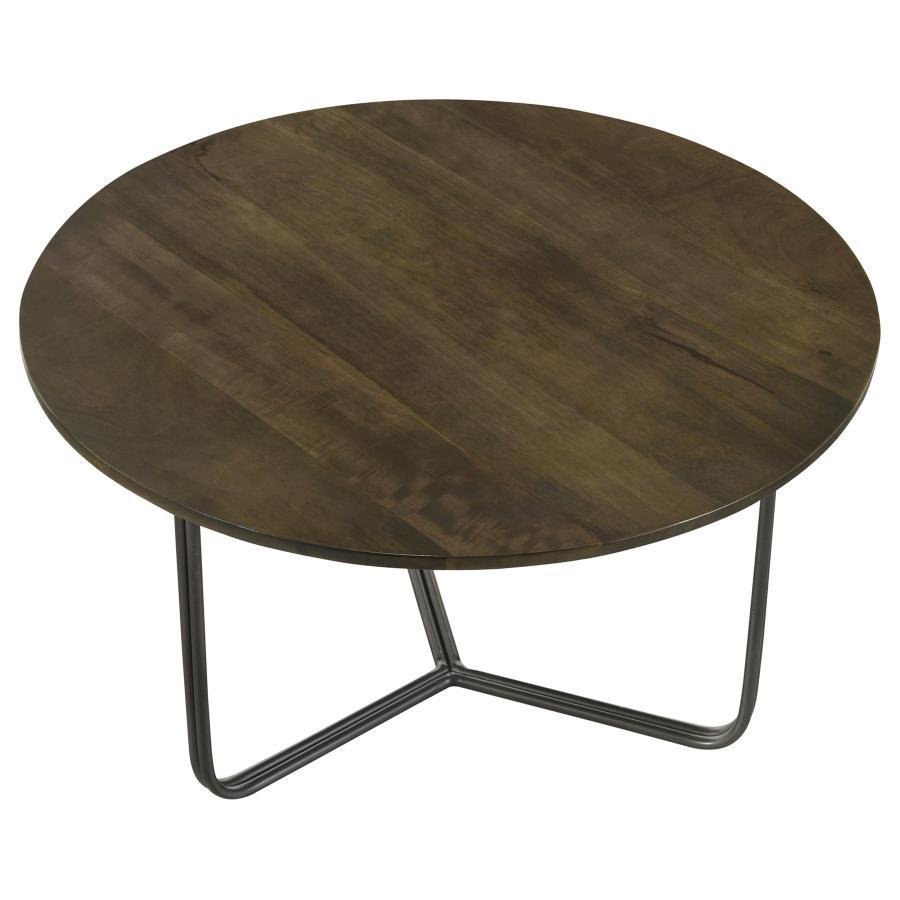 Yaritza - ound Mango Wood Coffee Table - Natural And Gunmetal