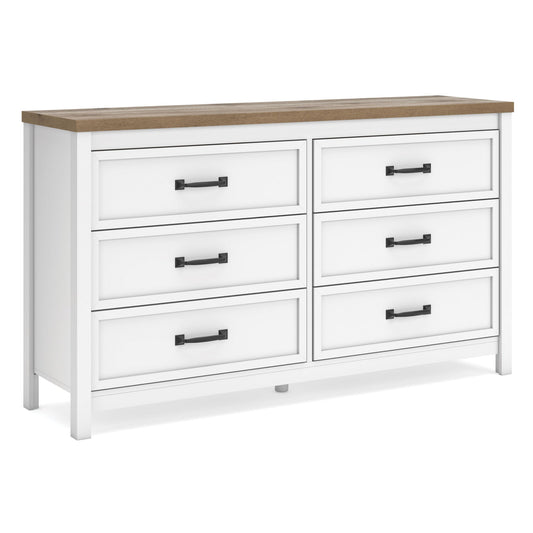 Kerisden - Six Drawer Dresser - White / Brown
